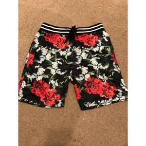 “21 Men” mesh floral print shorts